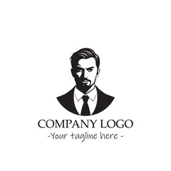 a man silhouette black and white illustration for logo company vector image