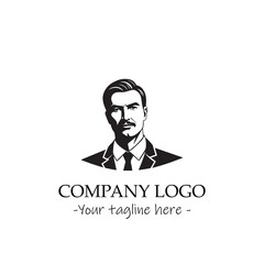 a man silhouette black and white illustration for logo company vector image