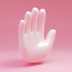 Obraz premium Stylish 3D Icon of a Single Hand Gesture against Pink Background