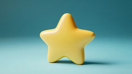 Charming 3D Rendered Yellow Star Icon for Rating and Feedback