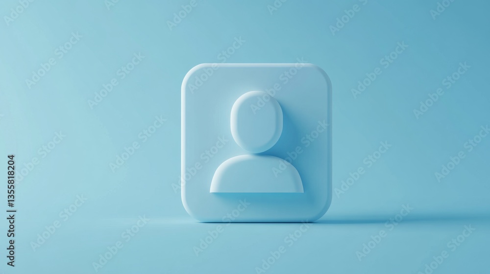 Poster modern 3d render of a clean user profile icon on a blue background