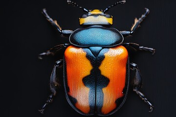 Vividly colored beetle showcasing detailed texture and attractive patterns on its shell