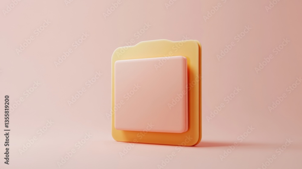 Poster minimal 3d rendered icon of a single folder archive on pink background