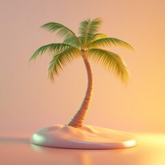 Fototapeta premium Modern 3D Render of a Single Palm Tree on a Beach for Relaxation