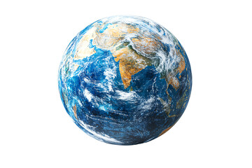 A vibrant depiction of Earth showcasing continents and oceans in rich colors against a white isolated background.