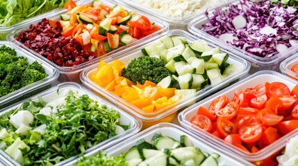 Obraz premium Fresh Vibrant Salads in Convenience Store Bins