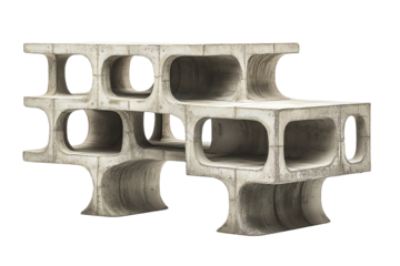 Unique concrete furniture piece, showcasing modern design with functional artistic elements.