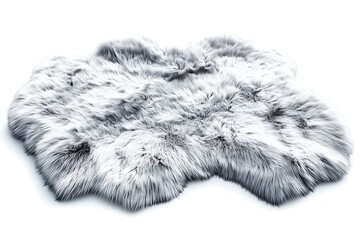 Gray faux fur rug, studio shot, home decor, interior design, product