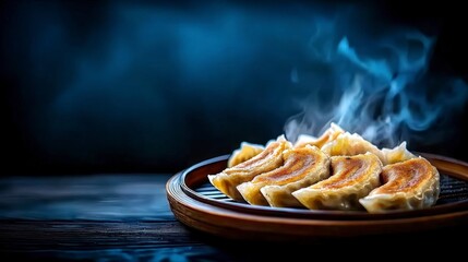 Delicious Steaming Hot Chinese Dumplings  Close Up Food Photography
