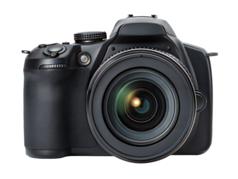 Digital photo camera isolated on transparent background. Png