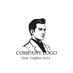 a man silhouette black and white illustration for logo company vector image