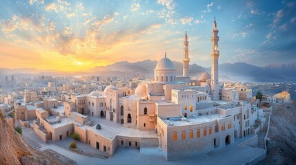 Naklejka premium Ancient city at dawn (1)