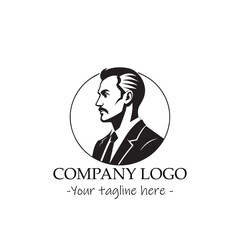a man silhouette black and white illustration for logo company vector image