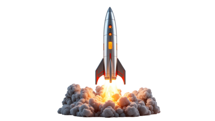 Blast off into the future! see our rocket launch and let your dreams take flight today, share now!  transparent background