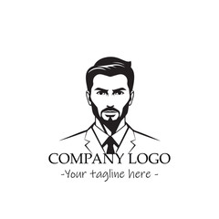 a man silhouette black and white illustration for logo company vector image