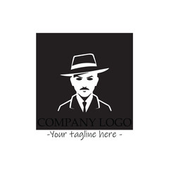 a man silhouette black and white illustration for logo company vector image