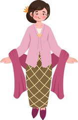 Fototapeta premium Kartini Days Indonesian women wearing various styles of traditional Kebaya dresses, showcasing the diversity of Indonesian culture and fashion. Ideal for illustrating Indonesian culture, women's empow