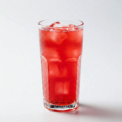 A glass of red juice with ice