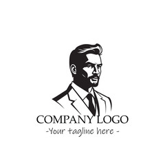 a man silhouette black and white illustration for logo company vector image