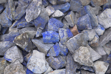 Colorful blue and gray stones display unique natural patterns