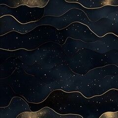 Naklejka premium Dark Blue Gold Wave Abstract.