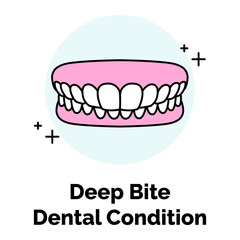 Deep Bite Dental Condition Icon. Overbite Symbol. Illustration for Dental Malocclusion Concept.