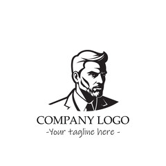 a man silhouette black and white illustration for logo company vector image