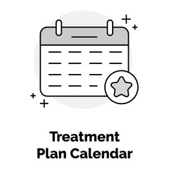 Treatment Plan Calendar Icon. Dental Appointment Schedule Symbol. Illustration for Treatment Planning Concept.
