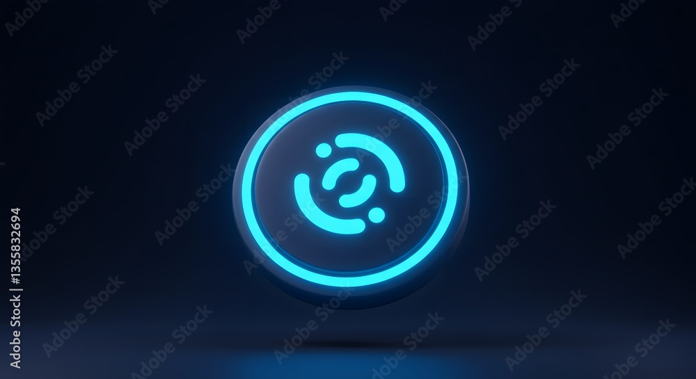 Fototapete glowing circular icon design with abstract pattern on dark backdrop