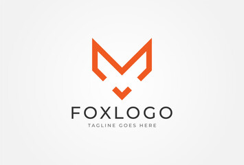 Letter M Fox logo. minimalis Letter M form a Fox Head. Fox design logo template. vector illustration