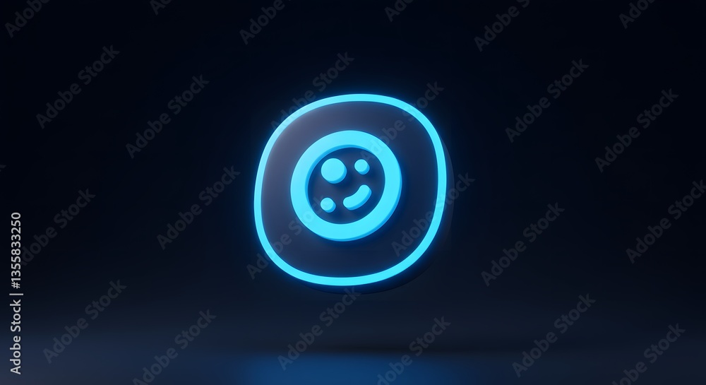 Aufkleber glowing button isolated on dark background cyberpunk style render