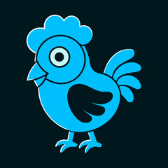 Cute blue bird cartoon vector illustration with a speech bubble for fun tweet design