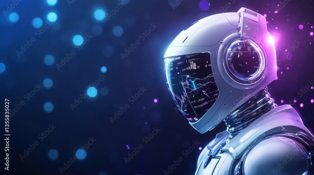 Leinwandbilder futuristic robot with data visualization in a stylized background