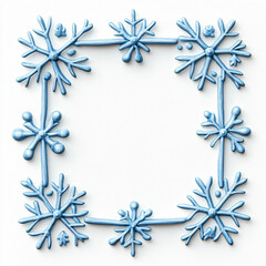 Winter frame clipart snowflake wreath pine branch frost icy leaf decoration blue white seasonal holiday element illustration border cold frozen graphic design isolated background hand drawn style