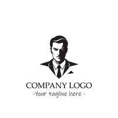 a man silhouette black and white illustration for logo company vector image