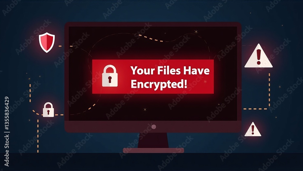Aufkleber Warning message displayed on a computer monitor, indicating file encryption and potential security threat.