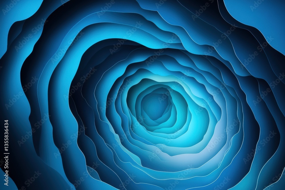 Poster Futuristic digital network concept showcasing layered design with interconnected nodes and glowing blue gradients in a high-tech style