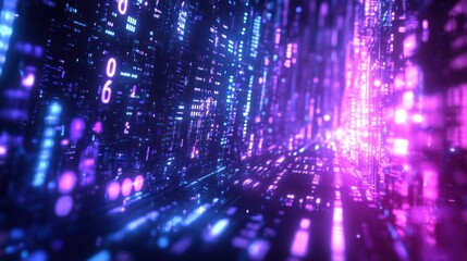 Futuristic Digital Space Abstract Background with Blue and Purple Elements