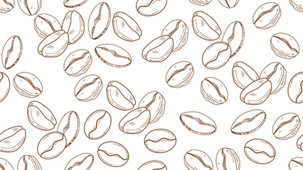 Coffee beans seamless pattern background. Coffee beans wallpaper. Coffee beans illustration pattern. Coffee beans background. Perfect for fabrics, textile, wallpaper, and decor
