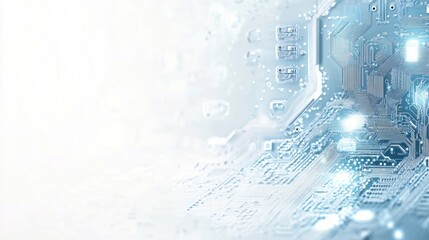 Futuristic technology background with circuit board and data flow pattern