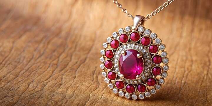 A beautifully crafted Ruby studded pendant necklace, pendant jewelry