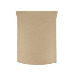Empty brown paper bag, kraft packaging, isolated on white background