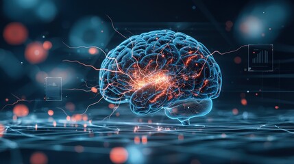 Obraz premium Brain, neural network, digital