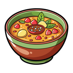 Colorful Cartoon Illustration of a Delicious Thai Soup