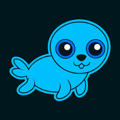 Cute baby elephant cartoon character with a funny smile is a fun vector art illustration of a mammal icon