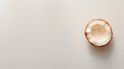 Fototapeta premium A small piece of coconut is sitting on a white background