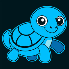 Cute cartoon turtle illustration with a smiling face and a green shell, perfect for children's designs and nature-themed art