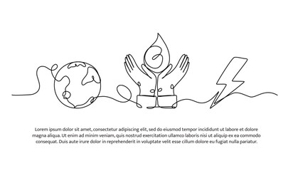 Continuous one line design of environmental awareness. Minimalist style vector illustration on white background.