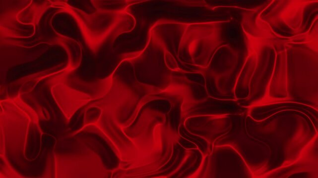 Abstract pattern background features red waves and black shadows, creating a flowing texture with smooth curves in a modern art style