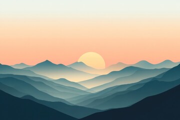 A serene, nature-inspired poster with a sunrise over mountains, representing new beginnings and hope.